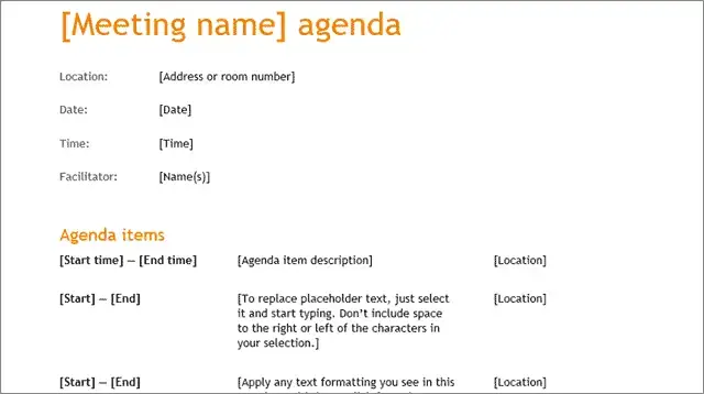 Creating An Agenda Template from www.technorms.com