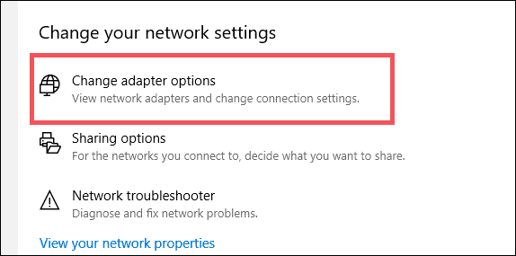 change adapter settings connected to internet