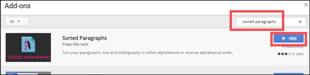 add sorted paragraphs to alphabetize in google docs