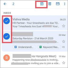 click on archive emails icon