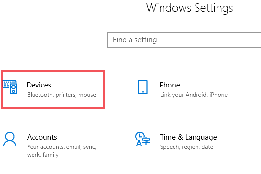 select devices option