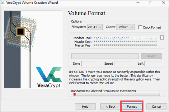 volume format to encrypt a usb drive