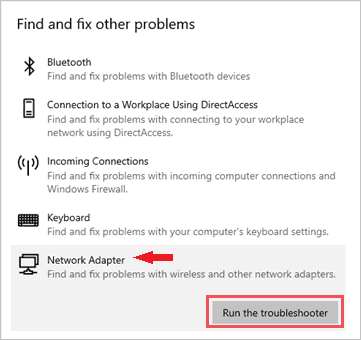 Run the troubleshooter for Network Adapter to fix no internet secured