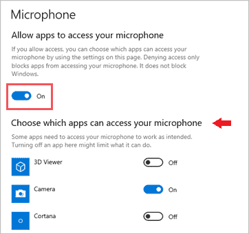 Allow apps to access microphone when headset mic not working windows 10