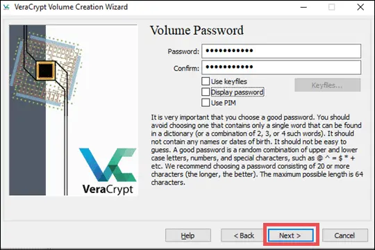 Enter the password to encrypt a flash drive
