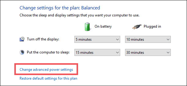 change advanced power settings to handle dns failure