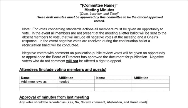 committee meeting minutes
