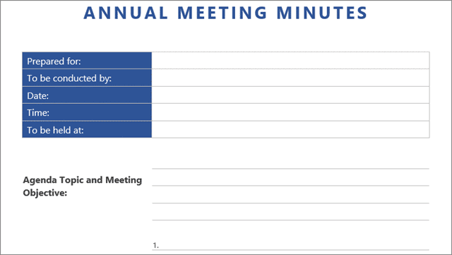 Annual Meeting Minutes Template