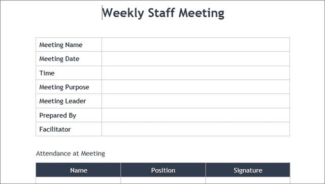 weekly staff meeting 