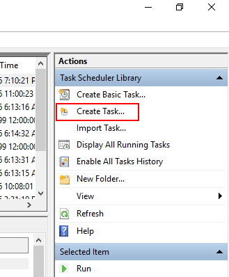Create Task in Task Scheduler in Windows 10