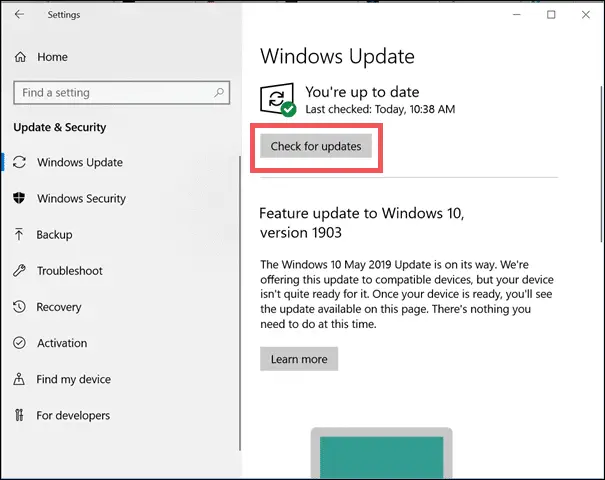 Check Windows update 