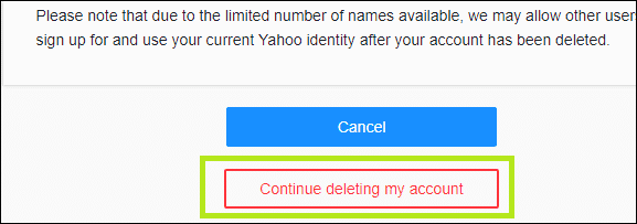 continue to delete yahoo account