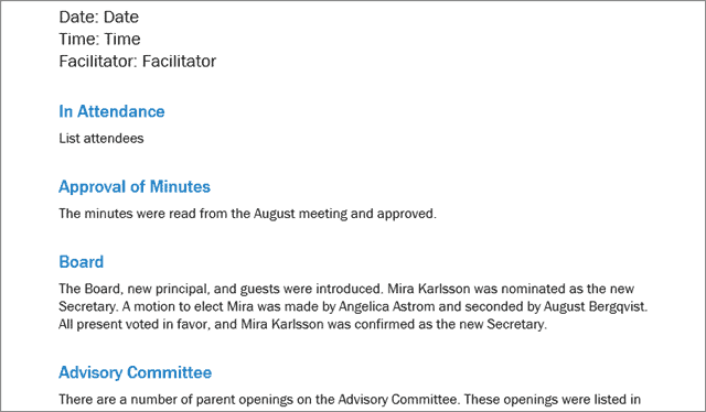 Best meeting minutes templates education