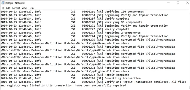 3 sfc logs scannow