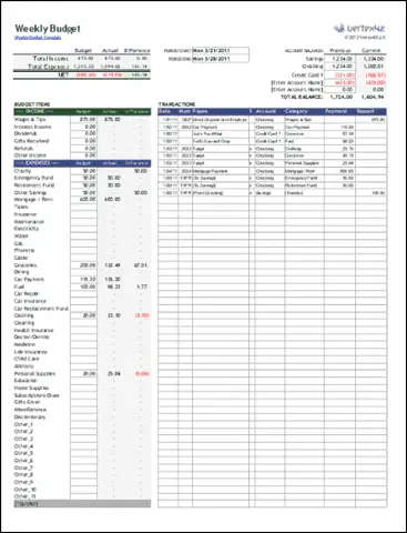 vertex42 weekly budget spreadsheet excel template