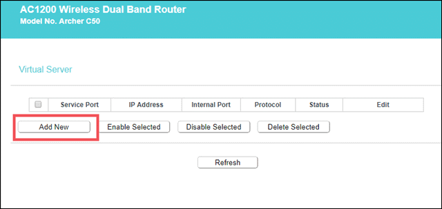 Click on the Add New when logged into TP-link Router
