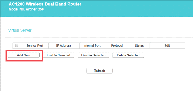 Click on the Add New when logged into TP-link Router