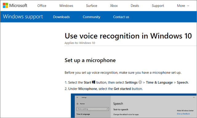 windows 10 speech recognition