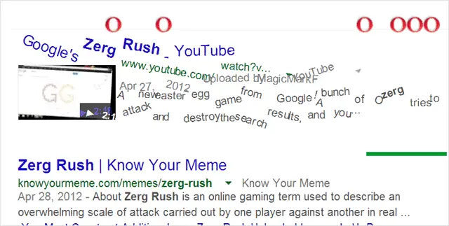 Example of Zerg Rush Chrome Easter egg.