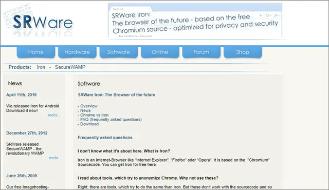 4 SRWare iron anonymous web browser