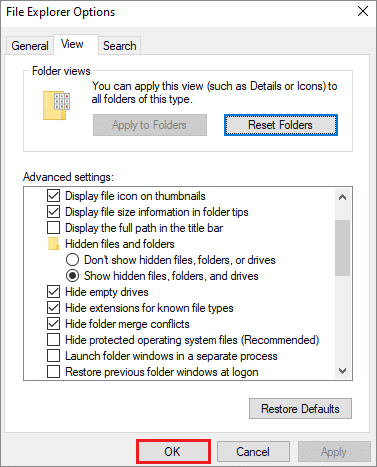 Click OK and close the dialog box to find desktop.ini