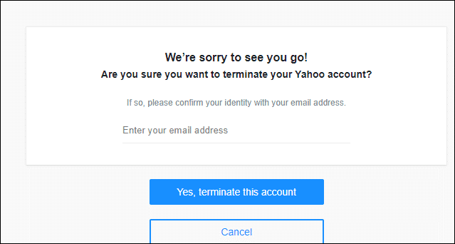 confirm for how to delete yahoo account