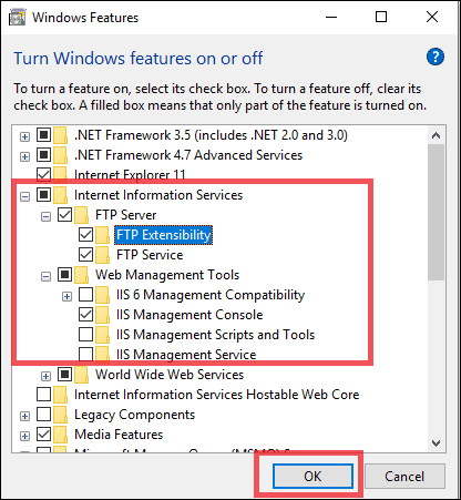 expand and check required options what is ftp server