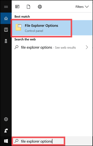 file explorer option