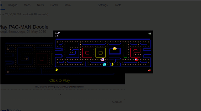  Pac-Man hidden google games