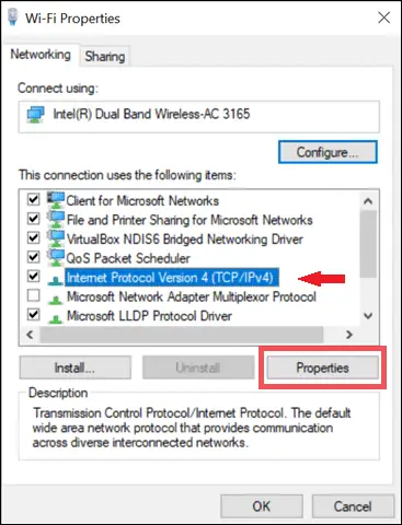 open ipv4 windows 10