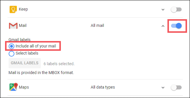 select gmail labels