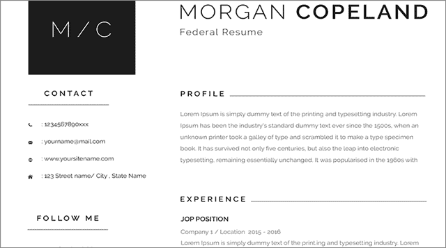 40 free federal resume template