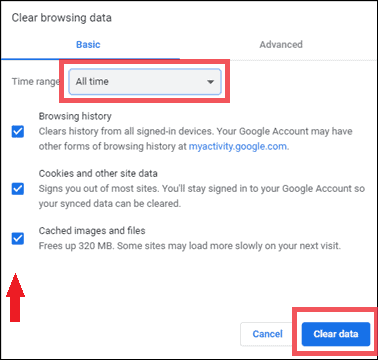 clear data err network access denied