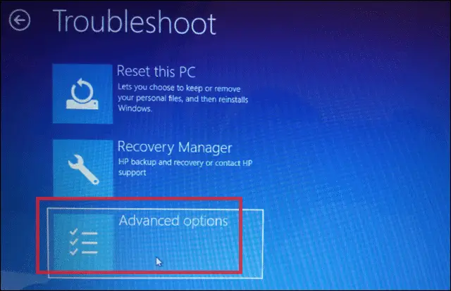 advanced options for windows 10 repair tool