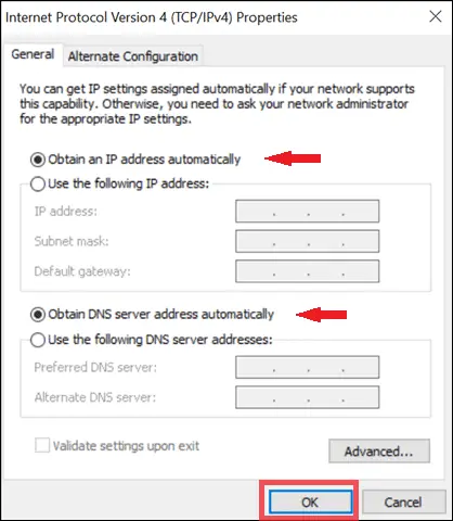 ipv4 properties 