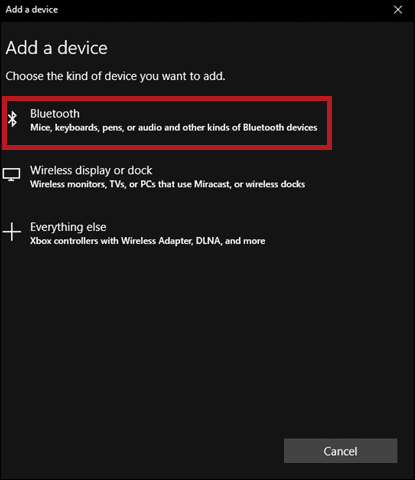 search to pair a device to enable bluetooth in windows 10