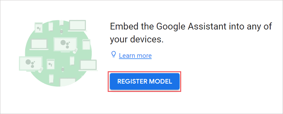 Select Register Model to set Google Assistant for PC
