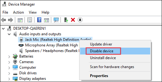 Éteignez votre appareil avec le Gestionnaire de périphériques lorsque le casque ne fonctionne pas avec Windows 10