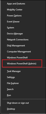 Open Windows PowerShell as Admin