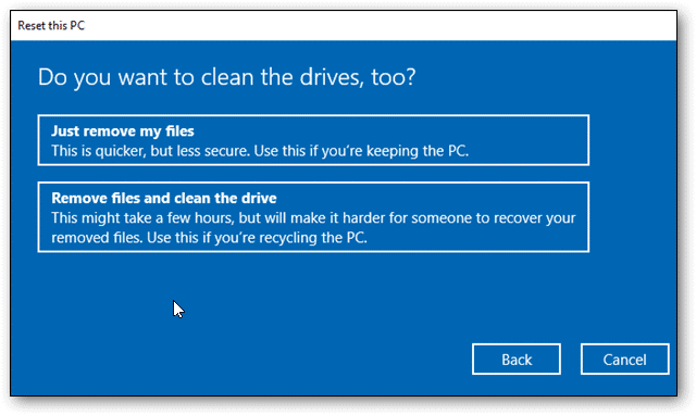 Remove files and clean the drive 