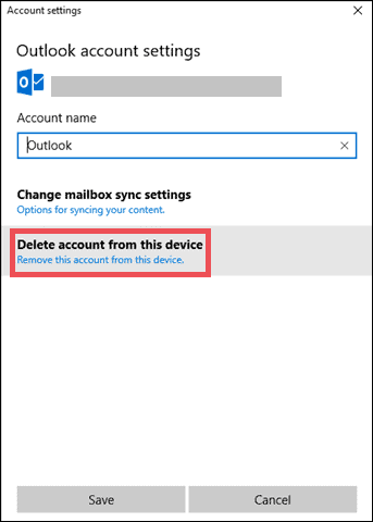 Select Delete account from this device