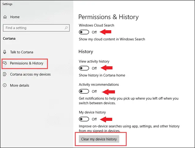 permissions and history 