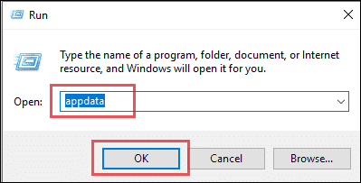 Open AppData folder via Run