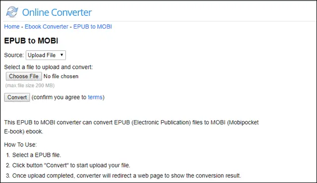 online converter epub to mobi