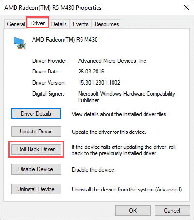 rollback driver when your pc ran into a problem and needs to restart