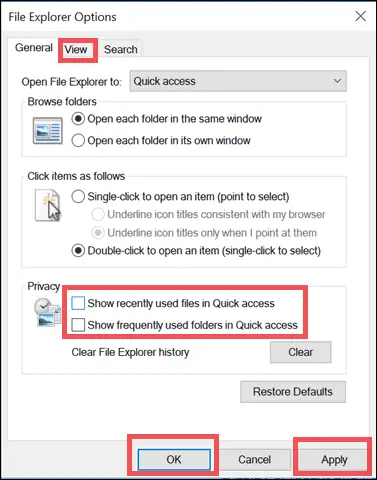 view quick access when Windows Explorer keeps crashing