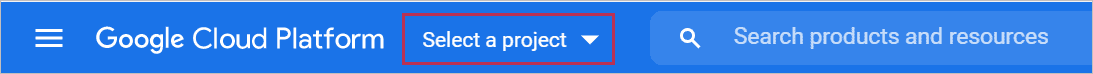 Select the project on Google Cloud Platform