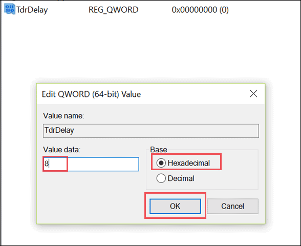 Enter the value data for the new added value