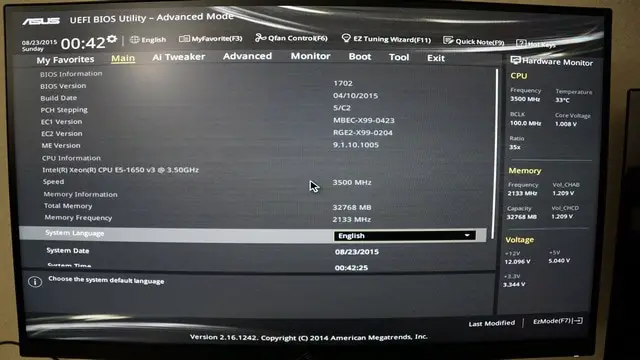 ASUS UEFI BIOS Utility - Advanced Mode settings