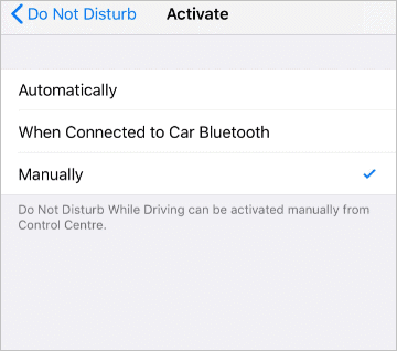 Activate Do not disturb while driving